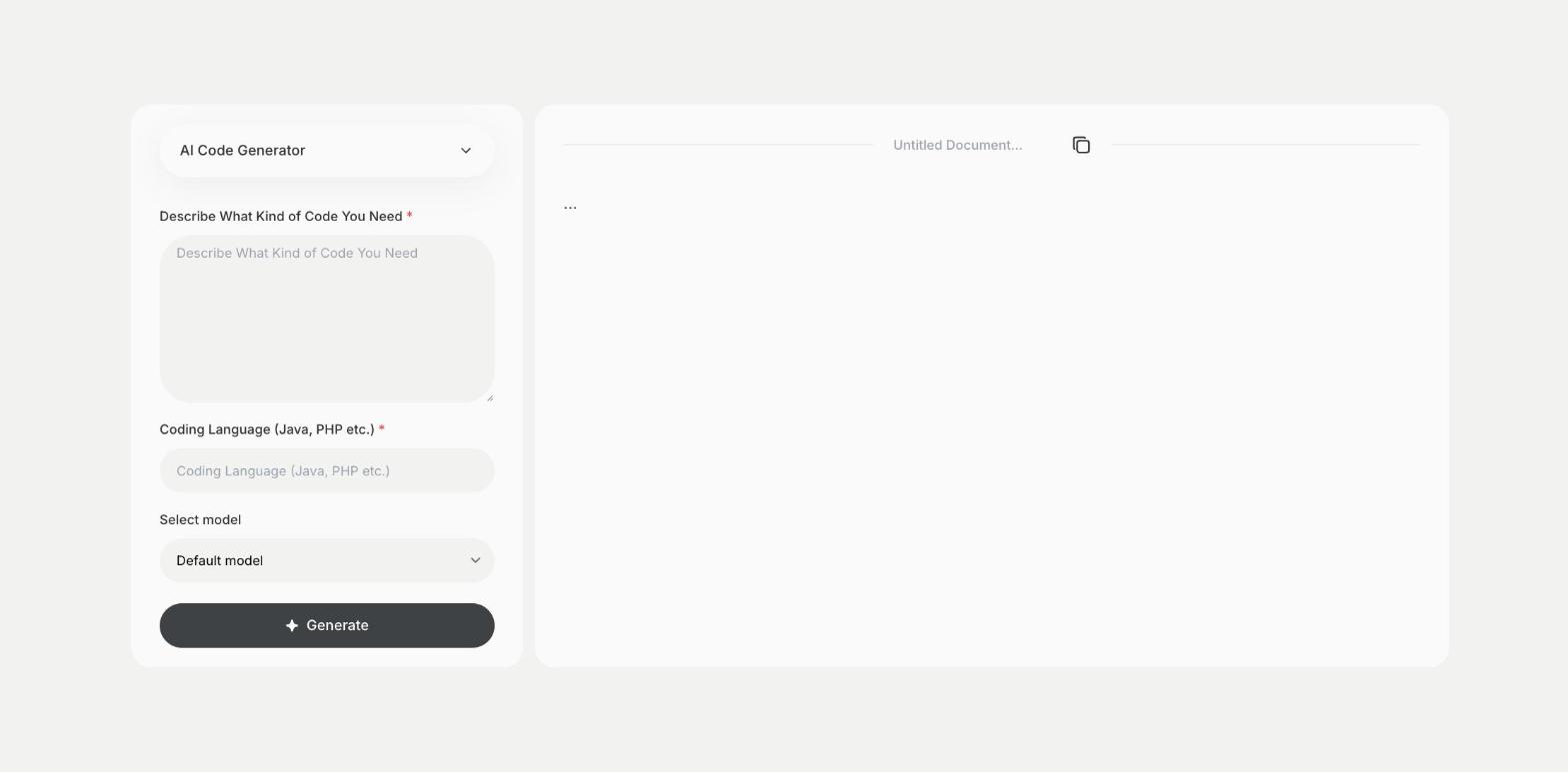 AI Code Generator template in Qyx