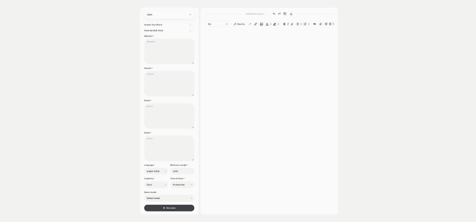AIDA template in Qyx