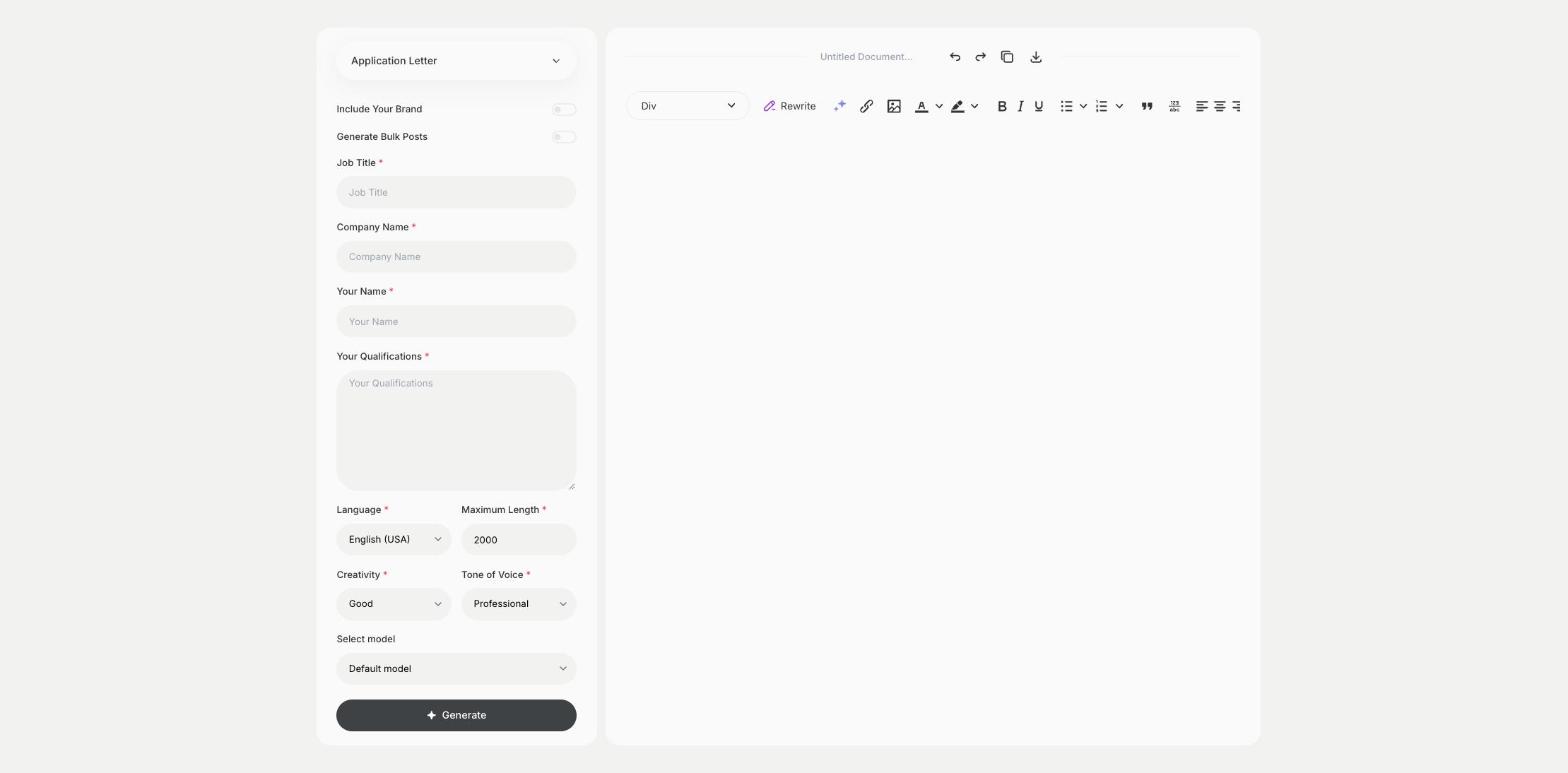 Application Letter template in Qyx