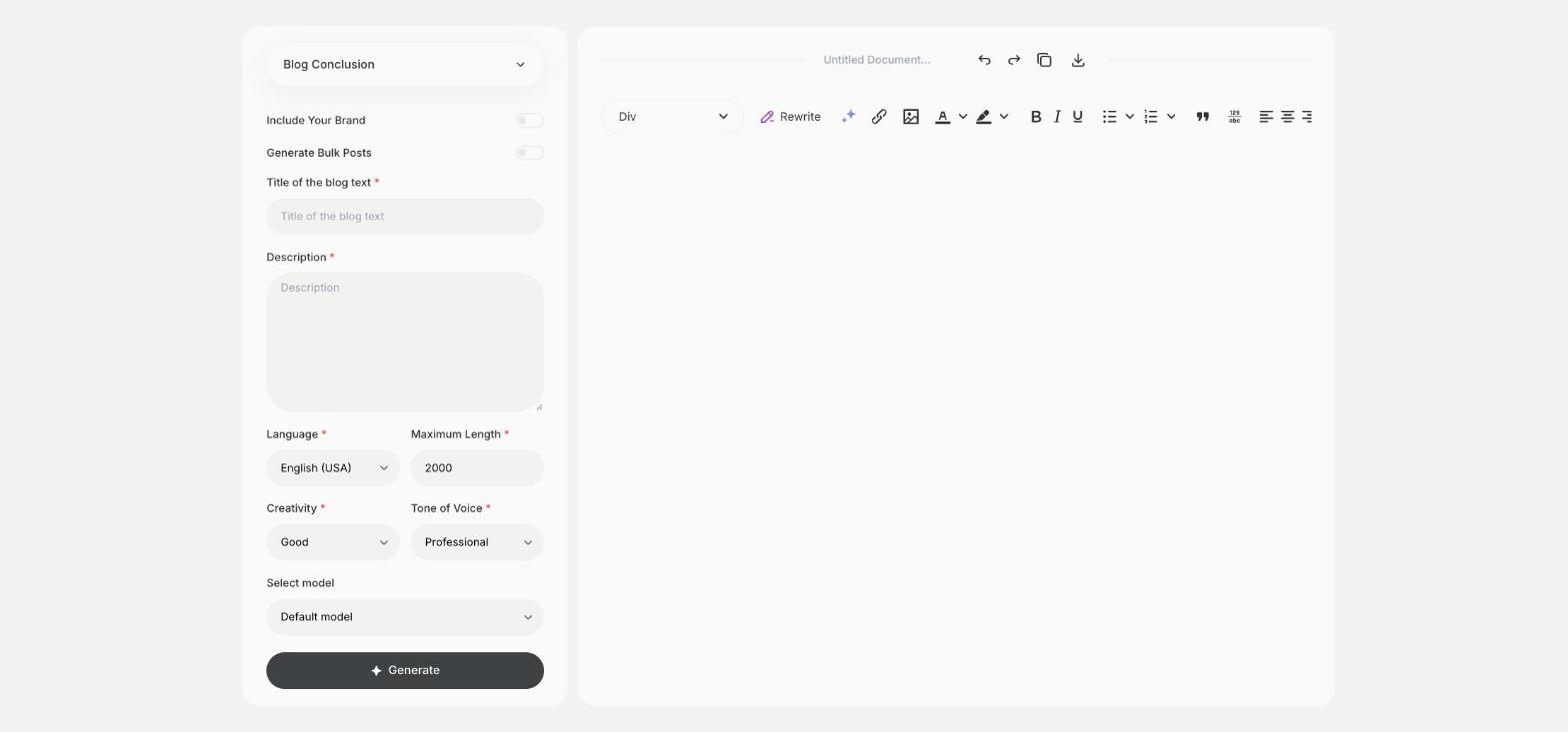 Blog Conclusion template in Qyx