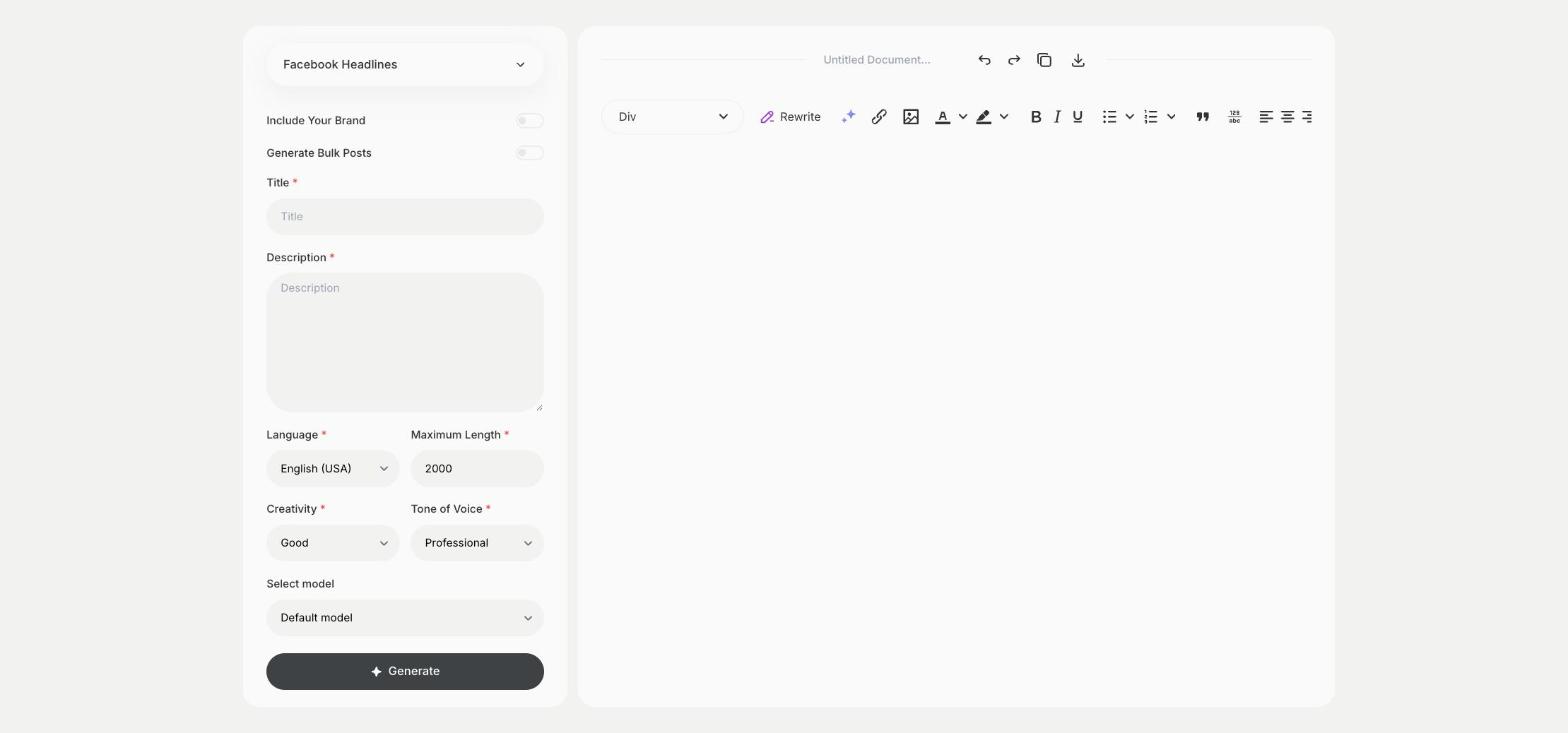 Facebook Headlines template in Qyx