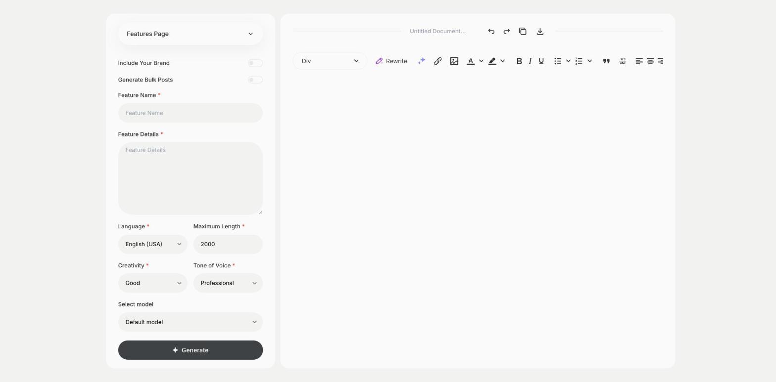 Features Page template in Qyx
