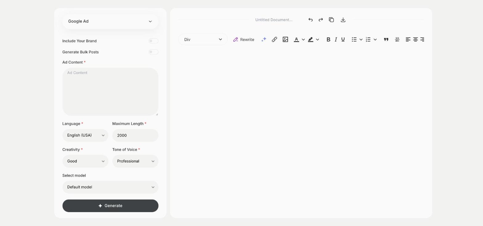 Google Ad template in Qyx