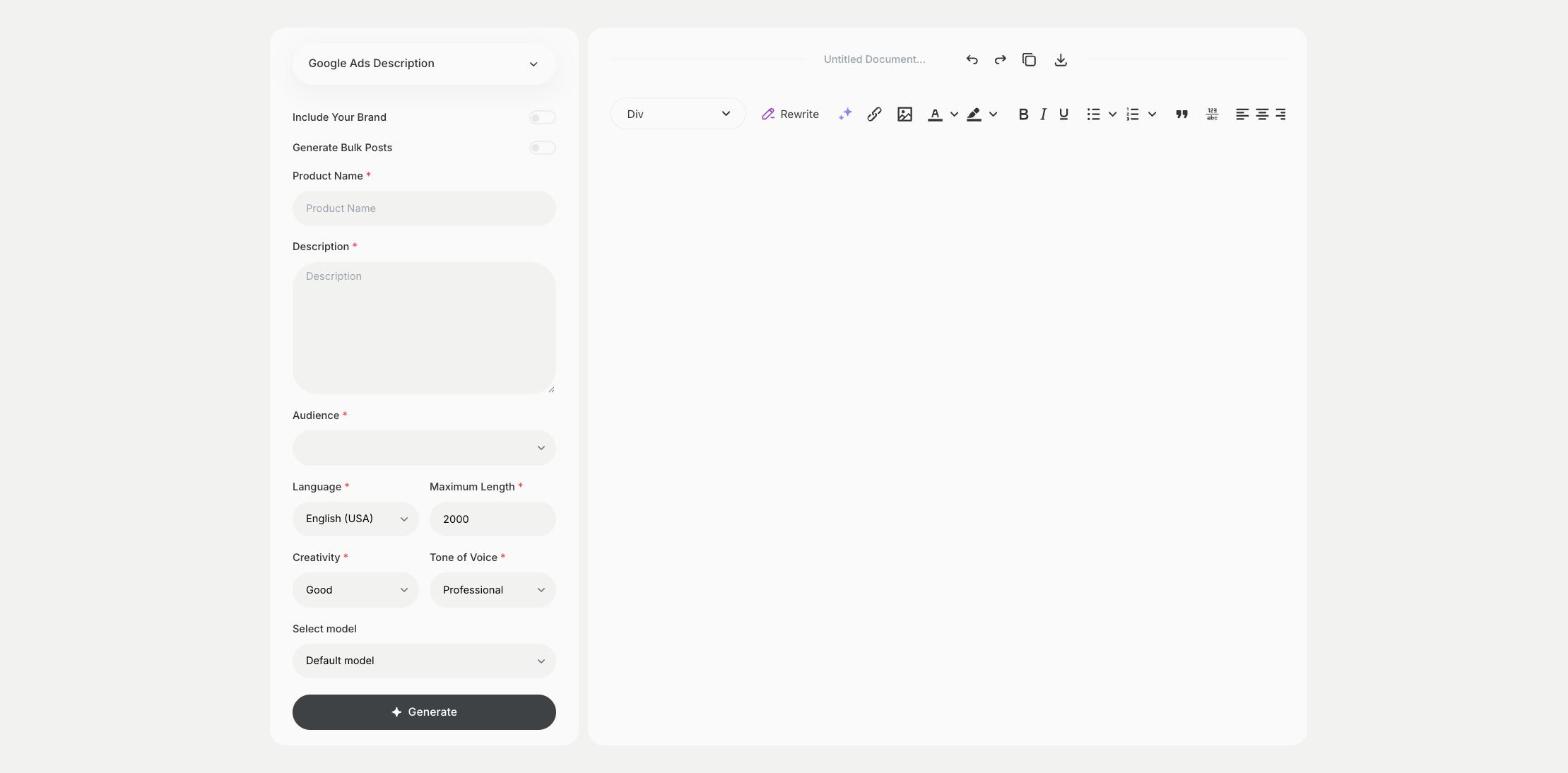 Google Ads Description template in Qyx