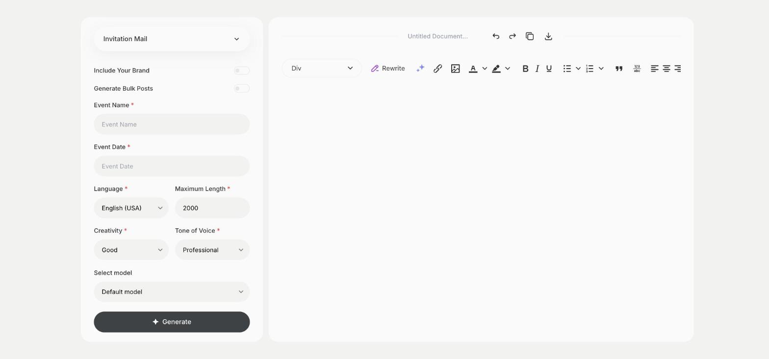Invitation Mail template in Qyx