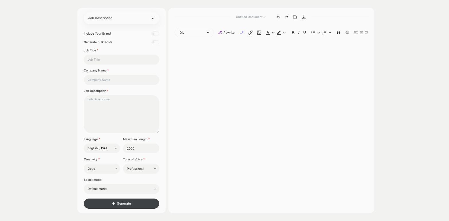 Job Description template in Qyx