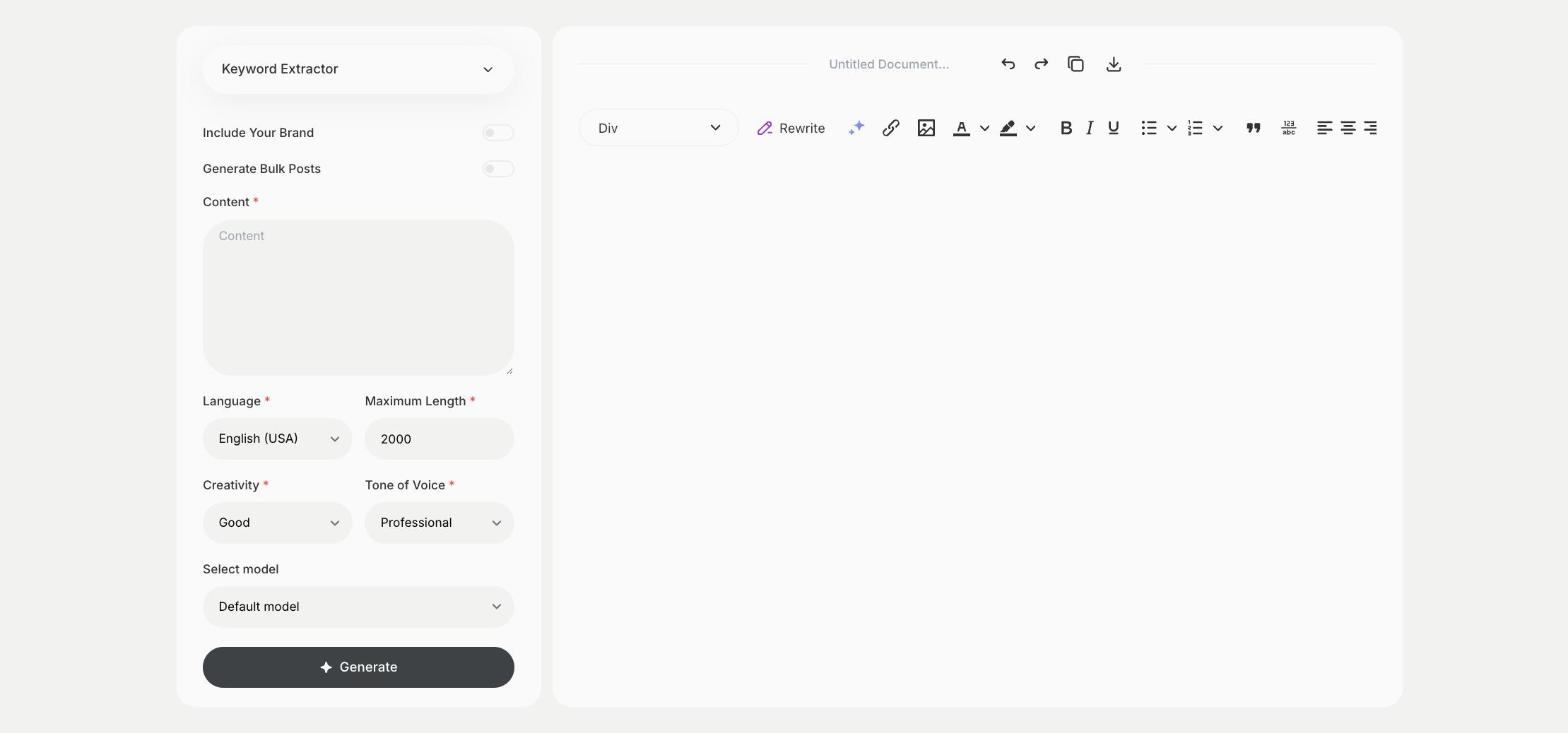 Keyword Extractor template in Qyx