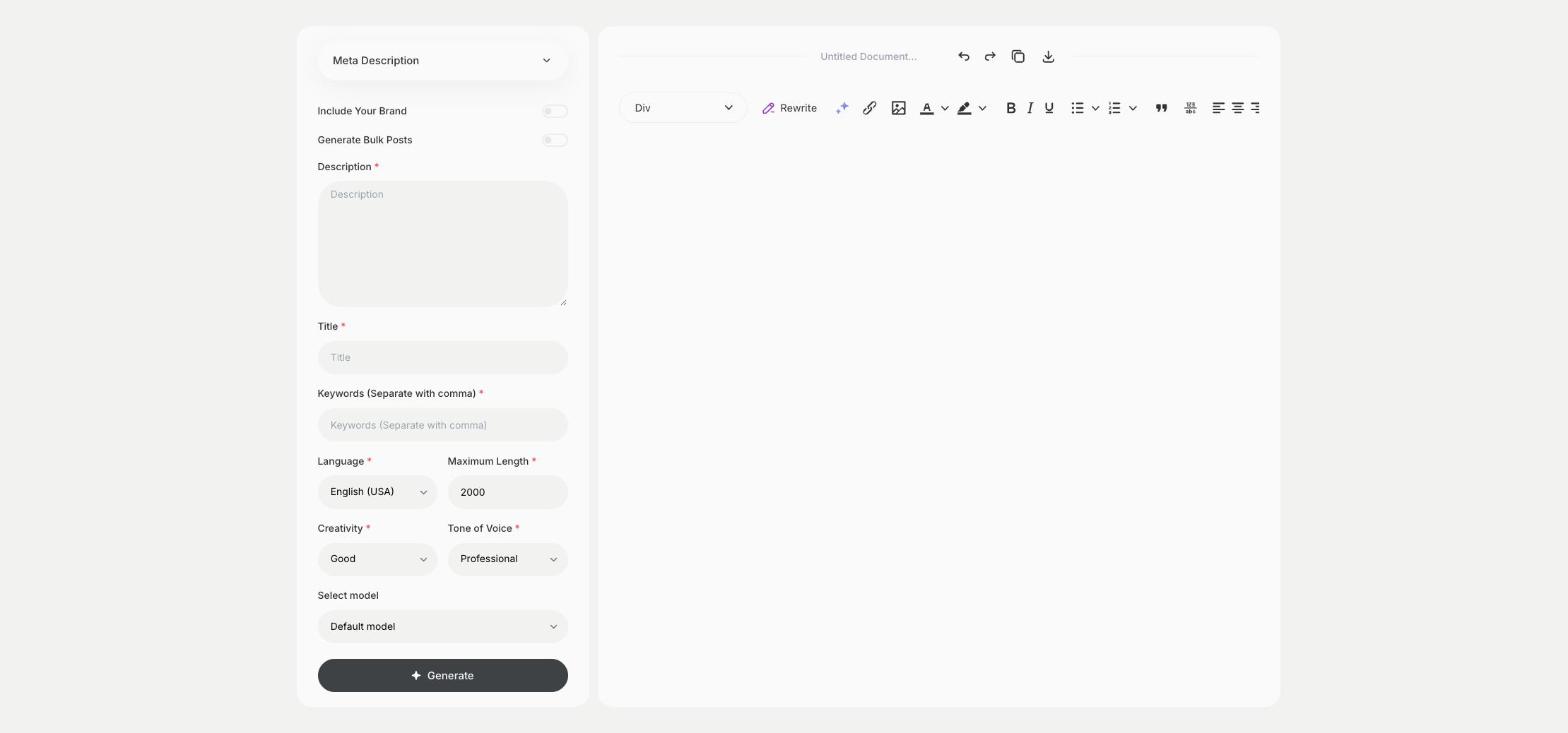 Meta Description template in Qyx