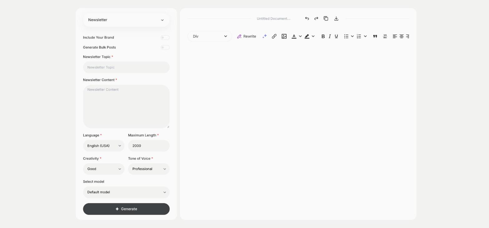 Newsletter template in Qyx