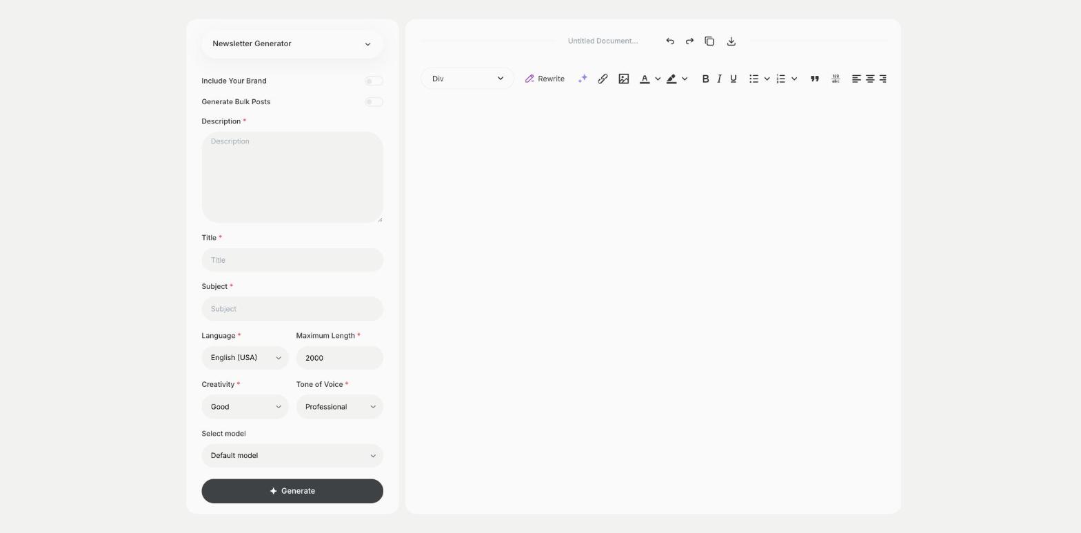 Newsletter Generator template in Qyx