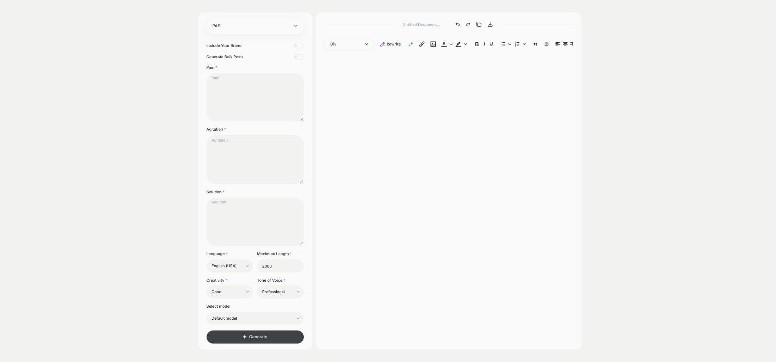 PAS template in Qyx