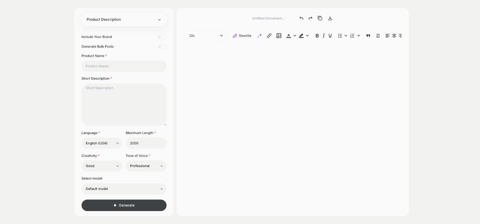Product Description template in Qyx