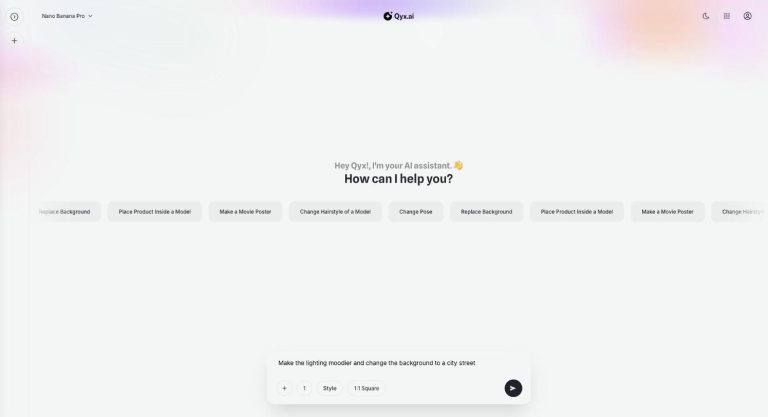 Image Assistant in Qyx AI Image Pro: chat for editing images with ready-made requests