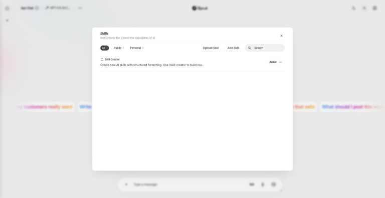 Skills library with Skill Creator in Qyx AI Chat Pro