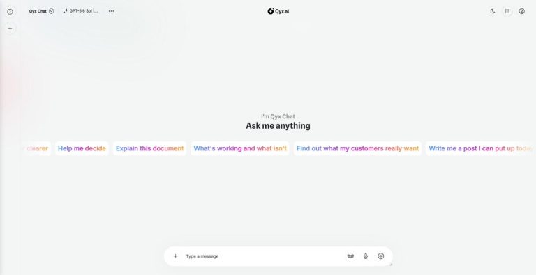 Realtime voice chat start screen in Qyx AI Chat Pro