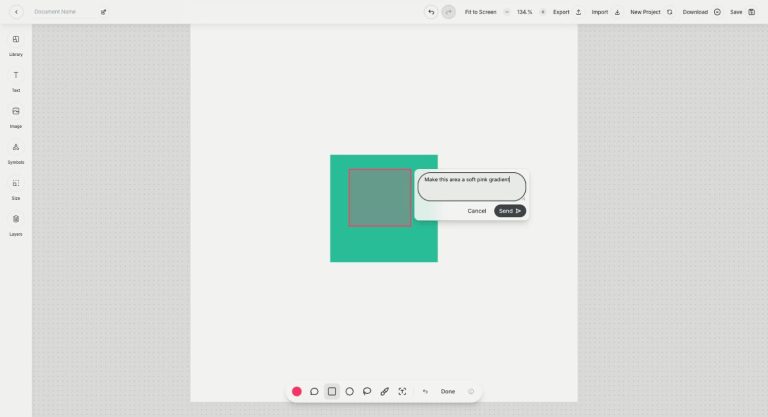 Annotation Mode in Qyx Creative Suite: marking an area of an image and describing the change