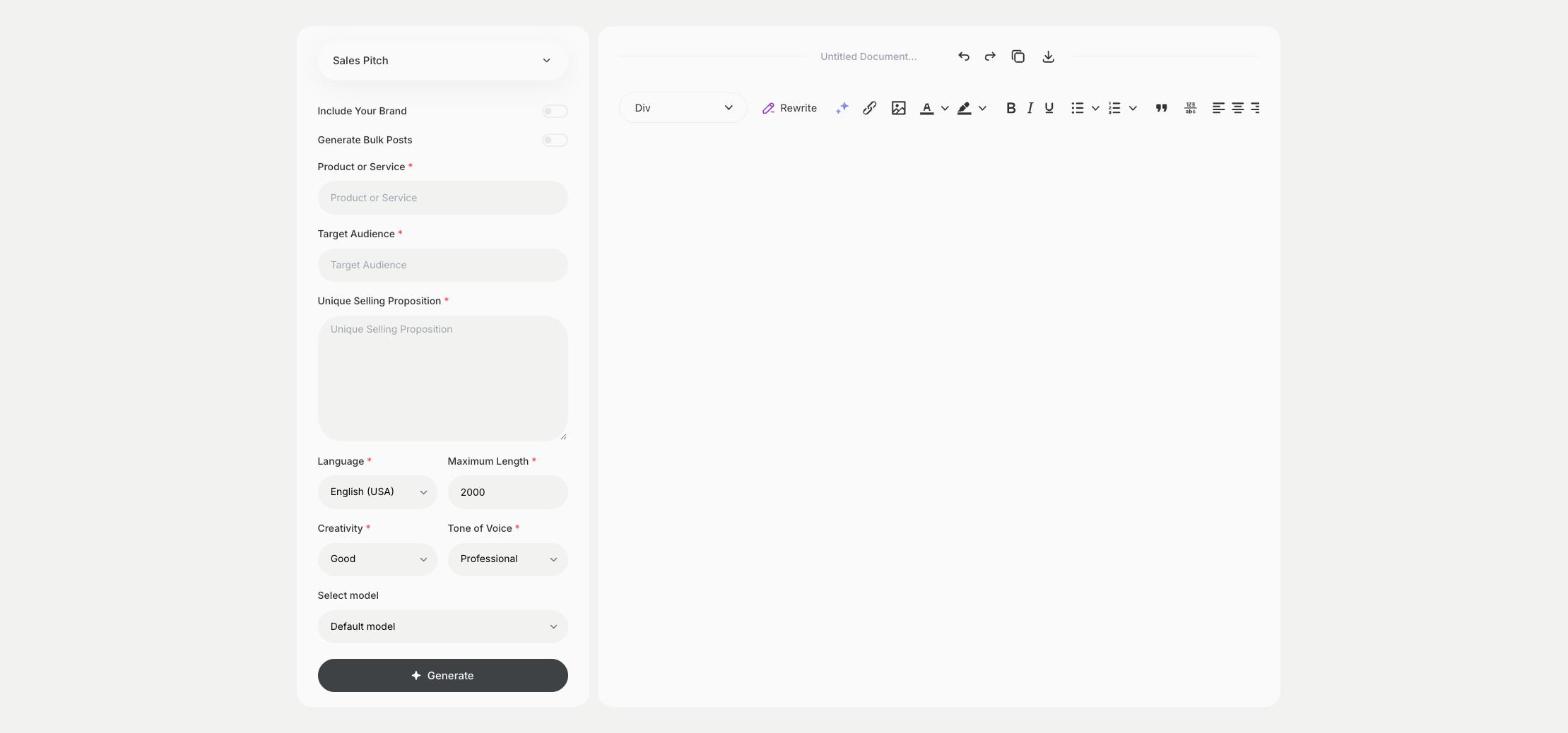 Sales Pitch template in Qyx