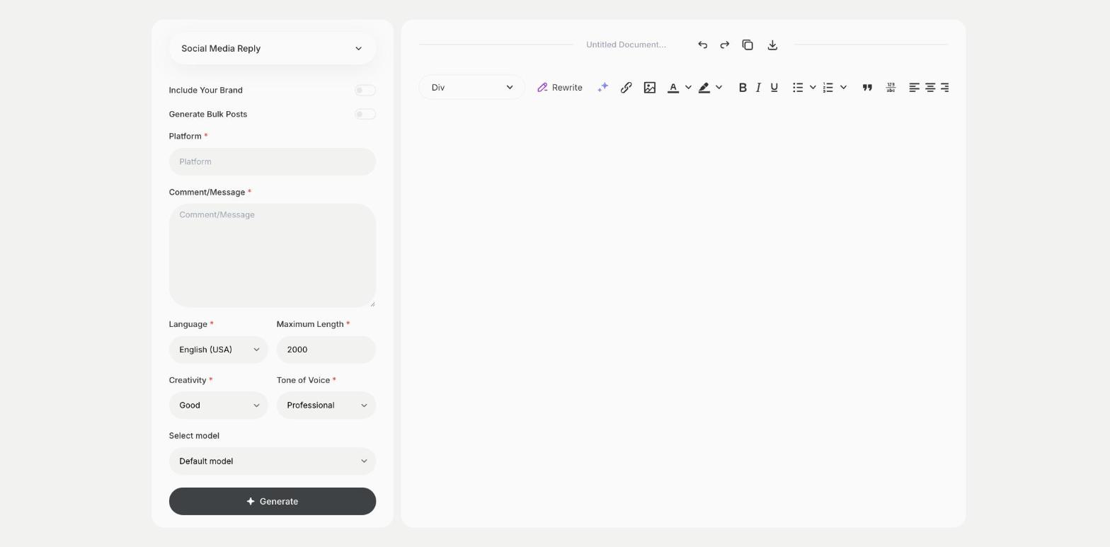 Social Media Reply template in Qyx