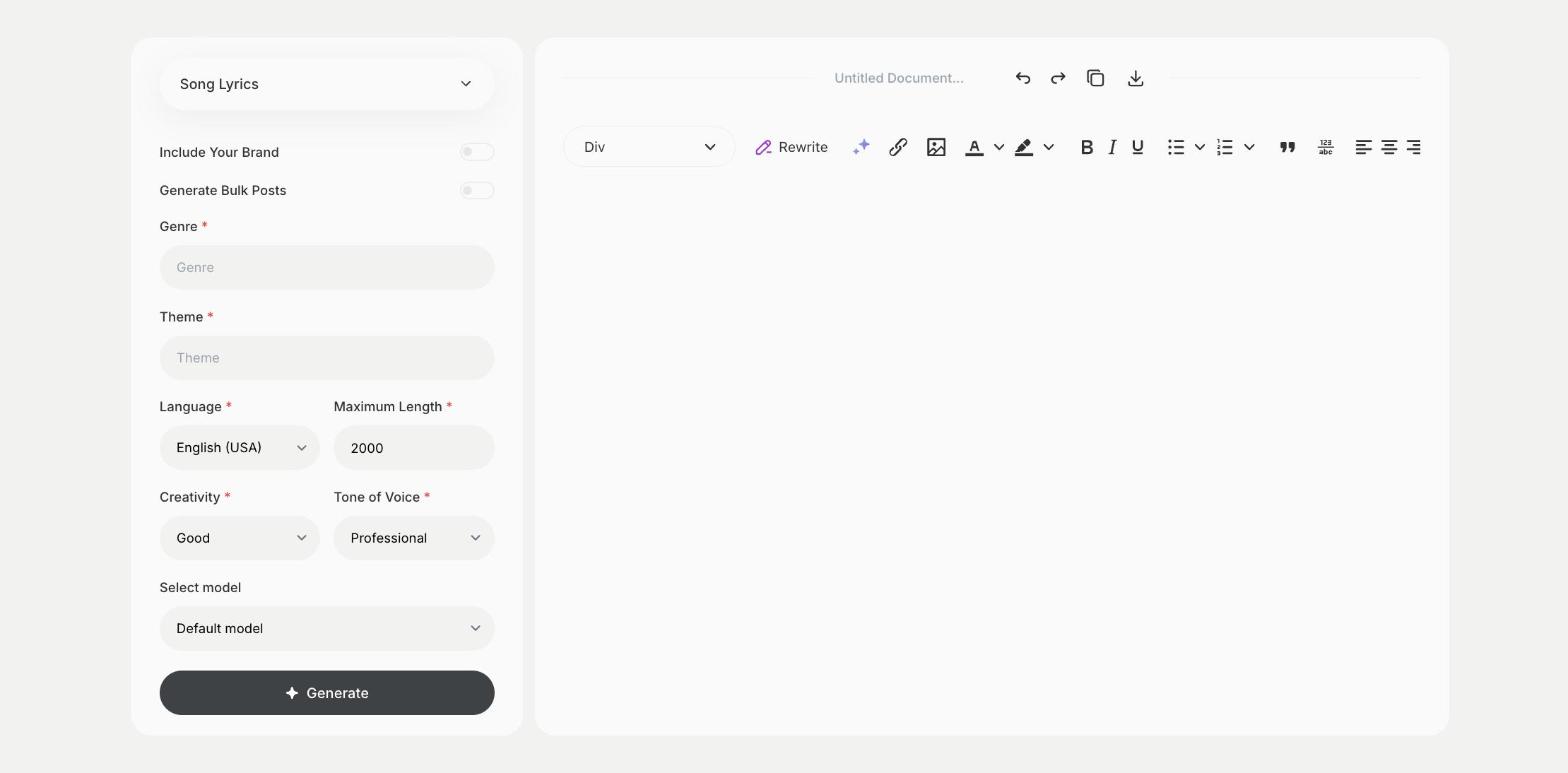 Song Lyrics template in Qyx