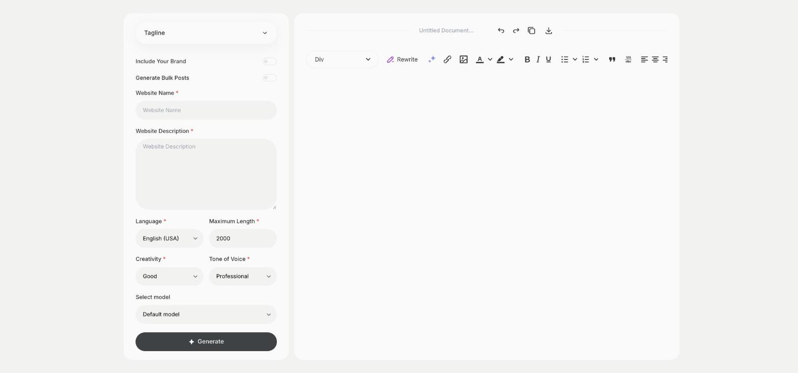 Tagline template in Qyx