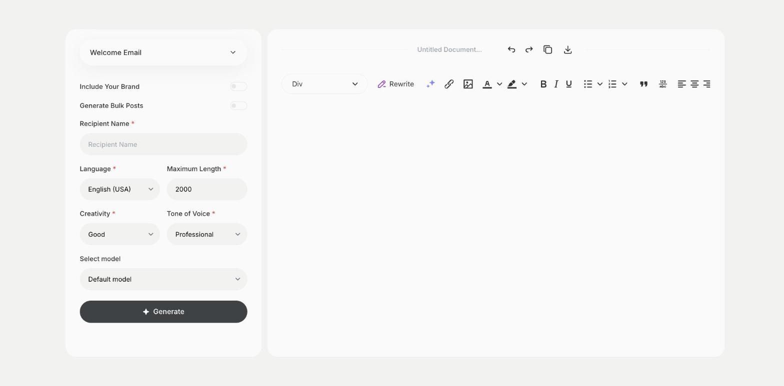 Welcome Email template in Qyx