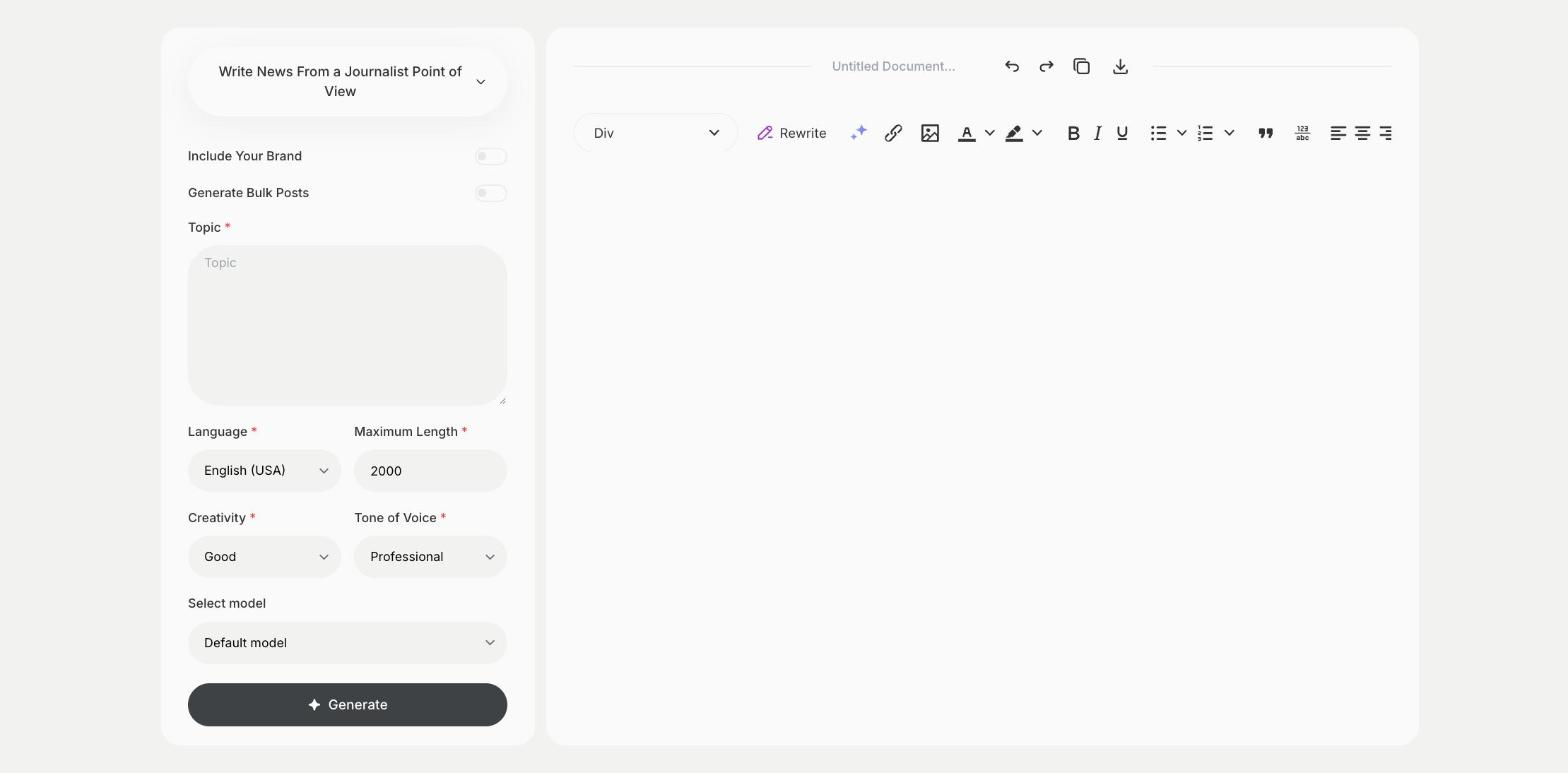 Write News From a Journalist Point of View template in Qyx
