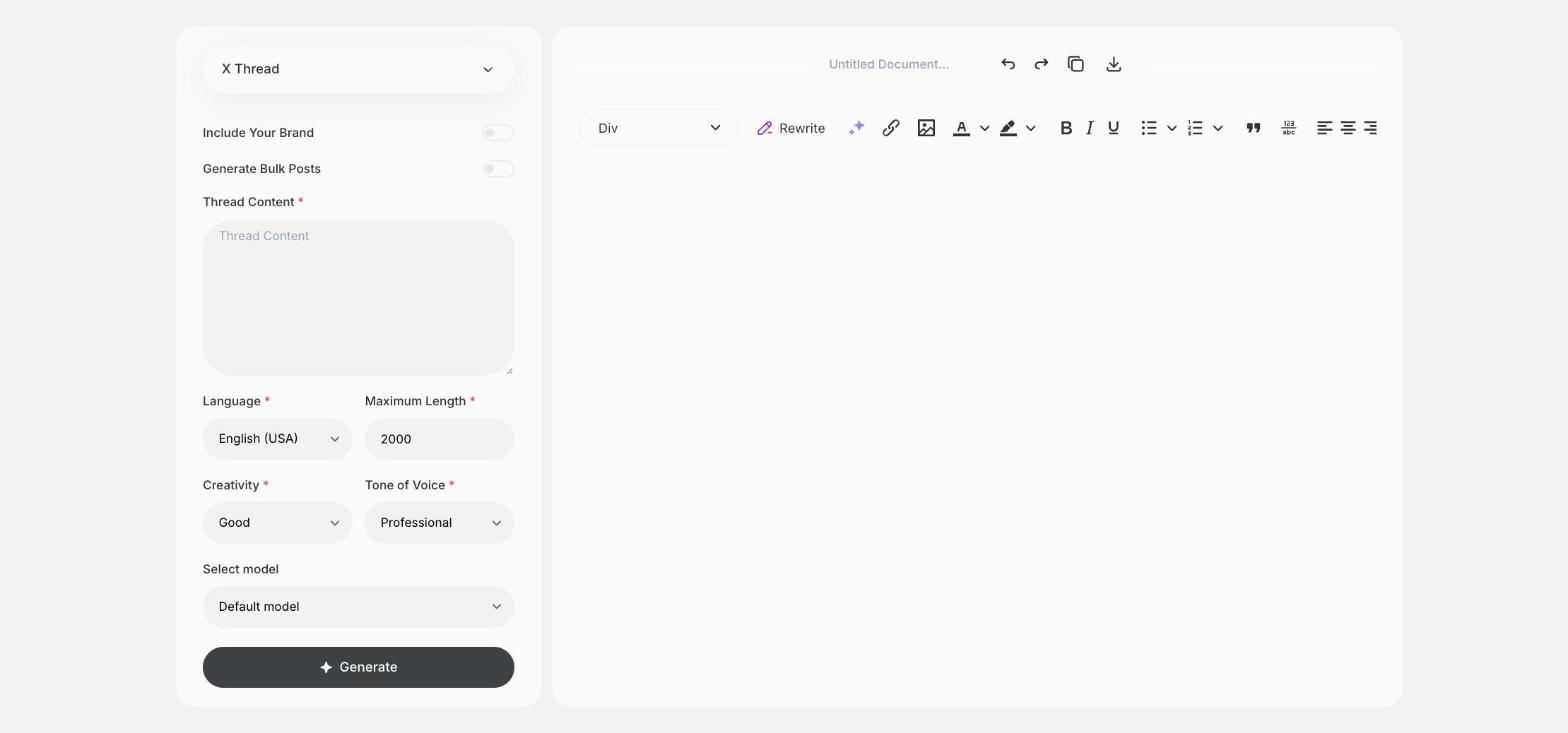 X Thread template in Qyx